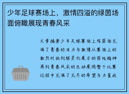 少年足球赛场上，激情四溢的绿茵场面俯瞰展现青春风采